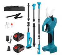 Troncarami a batteria telescopica, con 21 V, 2 batterie da 3,0 Ah e asta di prolunga da 2,3 m, display LCD, diametro di taglio 40 cm, 3 impostazioni di lunghezza, 6-8 ore di lavoro, cesoie per rami
