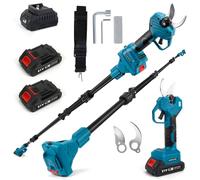 Troncarami con 2 batterie e asta di prolunga, apertura massima 60 mm, diametro di taglio 40 mm, display LCD, cesoie elettriche compatibili con Makita 18 V, per rami, fiori