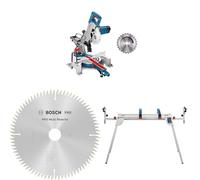 Troncatrice radiale Bosch Professional GCM 80 SJ + 1 lama circolare Bosch PRO Multi Material per troncatrici radiali e troncatrici + banco da lavoro Bosch Professional GTA 2600