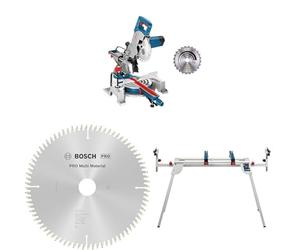 Troncatrice radiale Bosch Professional GCM 80 SJ + 1 lama circolare Bosch PRO Multi Material per troncatrici radiali e troncatrici + banco da lavoro Bosch Professional GTA 2600