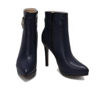 Tronchetti con Tacco A Spillo Cerniera A Punta Stivaletti Invernali Tacco Alto Stivali Bassi con Fibbia per Donna,Blu,38 EU