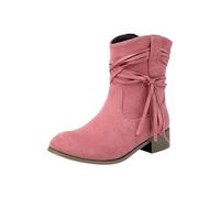 Tronchetti Estivi Donna Stivaletti Donna Antiscivolo Comodo con Tacco Stivali Leggero Antivento Chic Stivaletto Robusti Eleganti Vintage Stivali da Pioggia Tronchetti Primaverili Rosa 38
