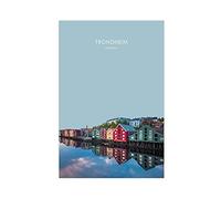 Trondheim Norvegia - Poster da viaggio estetico moderno su tela, decorazione da parete per soggiorno, camera da letto, decorazione senza cornice: 30 x 45 cm