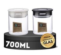 TronicXL 2 contenitori ermetici in vetro borosilicato da 700 ml, con coperchio, compatibili con Boveda, 58%