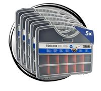 TronicXL 5 scatole di assortimento con 25 scomparti, per piccole parti, divisori interni personalizzabili, per officina, impilabili, per piccoli oggetti, contenitore per viti, chiodi, tasselli