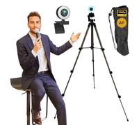 TronicXL Autofocus Webcam con lampada ad anello + treppiede da 113 cm Full HD 1920 x 1080p I 2 microfoni stereo cancellazione del rumore sfondo I per computer PC laptop per Xbox