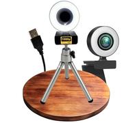 TronicXL Autofocus Webcam con luce ad anello lampada + treppiede Full HD 1920 x 1080p I 2 microfoni stereo cancellazione del rumore sfondo I per computer PC laptop per Xbox