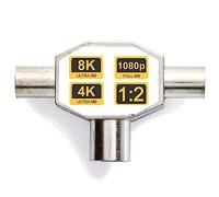 TronicXL Distributore antenna coassiale in metallo schermato T Coassiale coassiale a due dispositivi di distribuzione TV splitter 2 DVBC coassiale, TV via cavo UHD