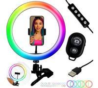 TronicXL Luce ad anello RGB da 10 pollici + supporto a morsetto per tavolo selfie influencer lampada LED per TikTok YouTube Instagram foto video supporto cellulare smartphone