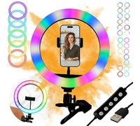 TronicXL Luce ad anello RGB da 10 pollici + supporto a morsetto per tavolo selfie influencer lampada LED per TikTok YouTube Instagram foto video supporto cellulare smartphone