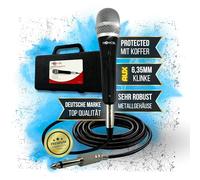 TronicXL - Set di microfono dinamico con valigetta, cavo lungo 5 m, connettore jack da 6,35 mm, microfono universale per cantare, moderazione, palcoscenico, karaoke, matrimonio, canto