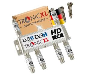 TronicXL Splitter satellitare a 6 vie da 120 dB, amplificatore I distributore antenna morbido DVB-S2 DVB-T2 morbido con amplificatore antenna per amplificatore di segnale 3D 4K HDTV per una buona