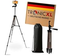 TronicXL Treppiede per smartphone con custodia, grande 138 cm, adatto per Apple iPhone, supporto girevole per foto, selfie, video, influencer e streaming, con livella a bolla