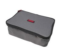 Tronixpro Borsa per mulinelli e bobine grigio nero | per Beach Casting | Conserva 1 bobina fissa e 2 bobine di ricambio | Imbottito | Tasca con coperchio in rete con cerniera | Manico in schiuma EVA |