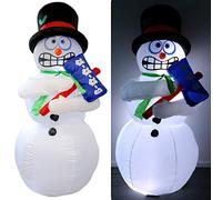 TRONJE 1.8m Pupazzo di Neve Gonfiabile con Luce LED - Mr. Frost Effetto ghiacciato - Figurina Decorazioni Natalizie Esterni - Ventola Permanente