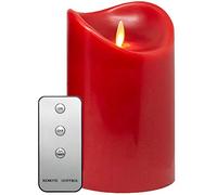 TRONJE Ø9x15cm LED Candela a Batteria con Timer e Telecomando - Durata Luce 1000 ore - Candela di Vera Cera con Fiamma Realistica - Rosso