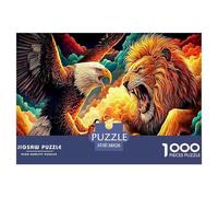 Trono d'aquila 1000 pezzi per regali per adulti: gioco educativo con aquila che affronta il leone ruggente e attività rompicapo 38x26 cm/1000 pezzi