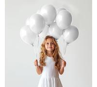 TROOKEE - 100 palloncini bianchi realizzati in Spagna da 31 cm, palloncini di compleanno biodegradabili - decorazione di compleanno, baby shower, feste, matrimoni, Natale, comunioni, Halloween