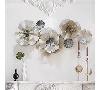 TROONZ 3D Creativo Fiori di Ibisco Decorazione da Parete in Metallo, Decorazione in Rilievo da Parete, Composizione Quadro in Metallo, per Soggiorno Cucina Casa Hotel Camera-A