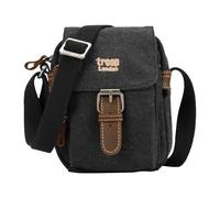 Troop London TRP0213 Borsa a tracolla classica in tela, Nero - Stone Washed, Etichettalia unica