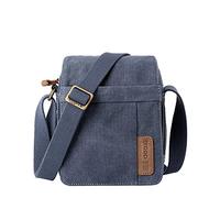 Troop London TRP0220 Classic Canvas Across Body Bag - Blue - H22 x W17 x D9cm