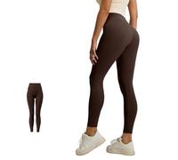 Tropea Leggings da donna, senza cuciture, a vita alta, morbidi, per yoga, sollevamento dei fianchi, non si arrotolano, non si vedono attraverso, scolpiscono, Marrone scuro, S
