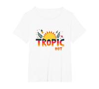 Tropic Come Il Suo Caldo Estate Divertente Ananas Sole, hawaiani Maglietta, Donna Plus-Size, Bianco, 4X