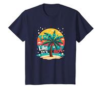 Tropic Come se Fosse Caldo: Beachy Paradise Sunset Vibes Maglietta, Bambini, Navy, 4 Anni