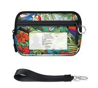 Tropic Flower Tucano Bird Mini Zip Card Case per donne uomini con finestra ID portafoglio portatile leggero piccolo portamonete cerniera portamonete organizzatore borsa