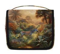 Tropic Forest Zebra Borsa da viaggio per donne, uomini, bambini, ragazzi e ragazze, borsa da bagno da appendere per articoli da toeletta cosmetici organizer per trucchi, Colore, L, Organizer per borse