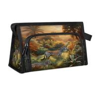 Tropic Forest Zebra Borsa da viaggio per donne, uomini, ragazze e ragazzi, borsa multifunzionale per il trucco, per lavare articoli da toeletta e cosmetici, borsa da doccia, Colore, M, Organizer per