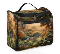 Tropic Forest Zebra Borsa per trucchi da viaggio per donne, uomini, ragazze e ragazzi, 11,2 l, borsa da toilette da appendere per articoli da toeletta cosmetici borse da doccia, Colore, XL, Organizer