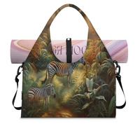 Tropic Forest Zebra Borsone sportivo per donne e uomini borsa da notte per il fine settimana con scomparto per scarpe borsa a tracolla tote bag per yoga palestra viaggi, Colore, L, Organizer per borse