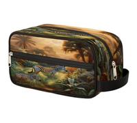 Tropic Forest Zebra Trousse per il trucco per donne, uomini, bambini, ragazze e ragazzi, borsa da viaggio per articoli da toeletta da viaggio organizer per cosmetici borsa da doccia, Colore, Taglia