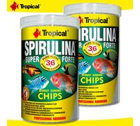 Tropical 2 X 1000 Ml Spirulina Super Forte Chips 36% Alte Esigenze Nutrizionali