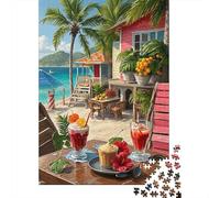 Tropical Beach Cafe Puzzle Giochi 1000 Pezzi Regalo Per Lui E Per Lei Arte Interesting Puzzle Adulti Foto 70x50cm/1000pcs