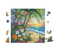 Tropical Beach Puzzle 100 Pezzi Per Principianti Assoluti Cartone Rigido Difficoltà Bassa Per Imparare Con Guida Passo Passo Qualità Garantita Con Poster 28x28cm