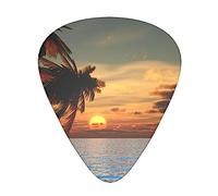 Tropical Beach Scene Chitarra Pick 12 Plettri Moda Durevole Basso In Una Scatola Per Ukulele Chitarra Elettrica Basso