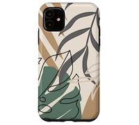Tropical Botanical Beige Brown Exotic Minimalist Abstract Custodia per iPhone 11