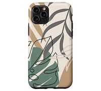 Tropical Botanical Beige Brown Exotic Minimalist Abstract Custodia per iPhone 11 Pro
