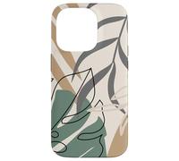 Tropical Botanical Beige Brown Exotic Minimalist Abstract Custodia per iPhone 14 Pro