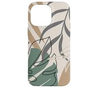 Tropical Botanical Beige Brown Exotic Minimalist Abstract Custodia per iPhone 14 Pro Max