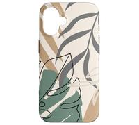 Tropical Botanical Beige Brown Exotic Minimalist Abstract Custodia per iPhone 16