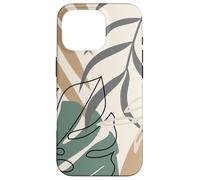 Tropical Botanical Beige Brown Exotic Minimalist Abstract Custodia per iPhone 16 Pro