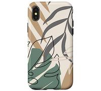 Tropical Botanical Beige Brown Exotic Minimalist Abstract Custodia per iPhone X/XS