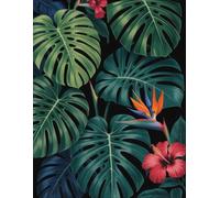 Tropical Botanical Grid Notebook - 8.5 x 11 Inch Large Journal | 110 Graph Paper Pages | Monstera Leaves, Hibiscus & Bird of Paradise Cover: Beautiful ... Writing, Drawing, Planning, School or Work