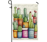 Tropical Cactus Potted Plants Cute Succulent Botanical Pattern Bandiere Durevole Flag Colore Vivido Bandiere Verticale Per Interno Portico Balcone 30X45Cm