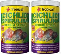 Tropical Cichlid SPIRULINA Medium Sticks 1000ml / 360g - Stick con spirulina per ciclidi erbivori di Taglia Media (Confezione da 2)