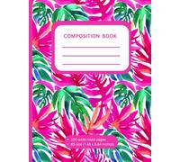 Tropical Colored Monstera Leaf Composition Book: Colorful Custom pages and Left Margin Design - 100 pages - Wide Ruled - B5 Size (7.48in x 9.84in)