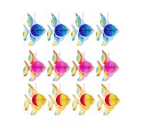Tropical Fish Hanging Decorations 12-Piece Foldable Tissue Paper Goldfish for Under the Sea Party Supplies (Gold, Pink, Blue)